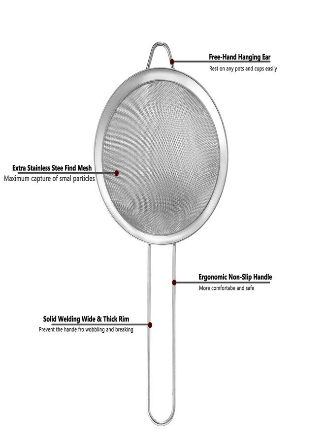 COKUMA Fine Mesh Strainers for Kitchen, COKUMA Stainless Steel Metal Hand Small Mini Sieve Strainer, Cocktail Strainer Tea Coffee Juice Strainer，Food Strainer with Handlle (3.35inch, Silver) - Image 3
